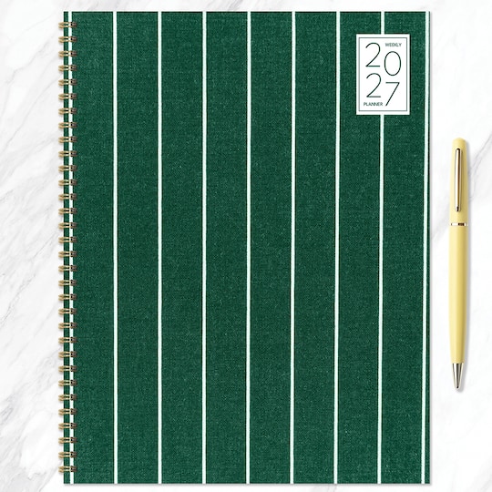 2027 On the Green Stripe Large Weekly Monthly Planner